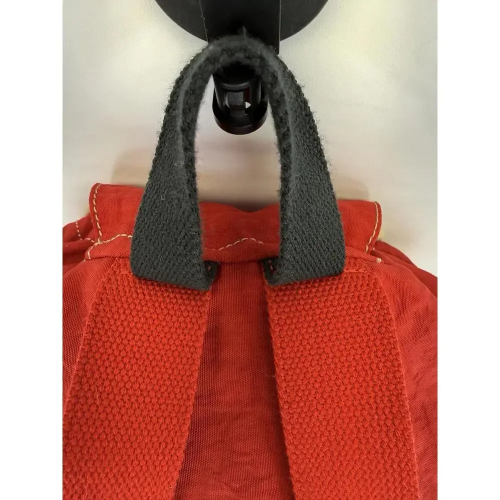 VINTAGE 90s Kipling Red Crinkle Nylon Backpack Rucksack Y2K Small Drawstring